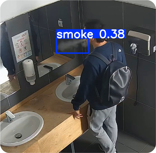 AI detection bounding box highlighting smoking incident